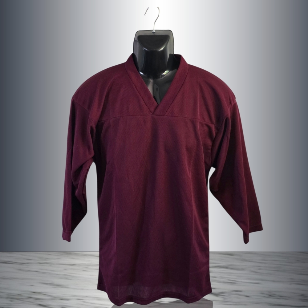 Tron Maroon V-Neck Long Sleeve Junior Hockey Jersey, Size L/XL